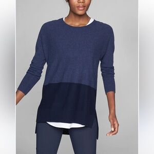 Athleta WOOL CASHMERE STARGAZER PULLOVER NAVY Sz Large